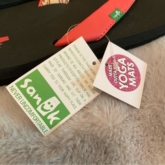 Sanuk Yoga Serenity 2 flip flop sandals in Watermelon (pink), women's 8, NWT - Picture 12 of 14